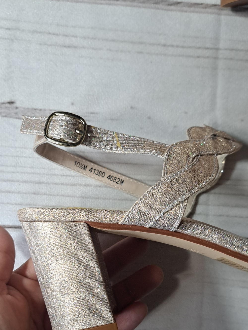Benjamin Walk Glitter Braided Strap Sandals With Small Chunky Heel - Champagne - Picture 6 of 9